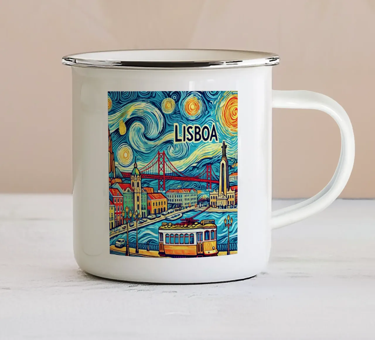 LISBOA Van Gogh Style, tazza in smalto da Vintage Van Gogh