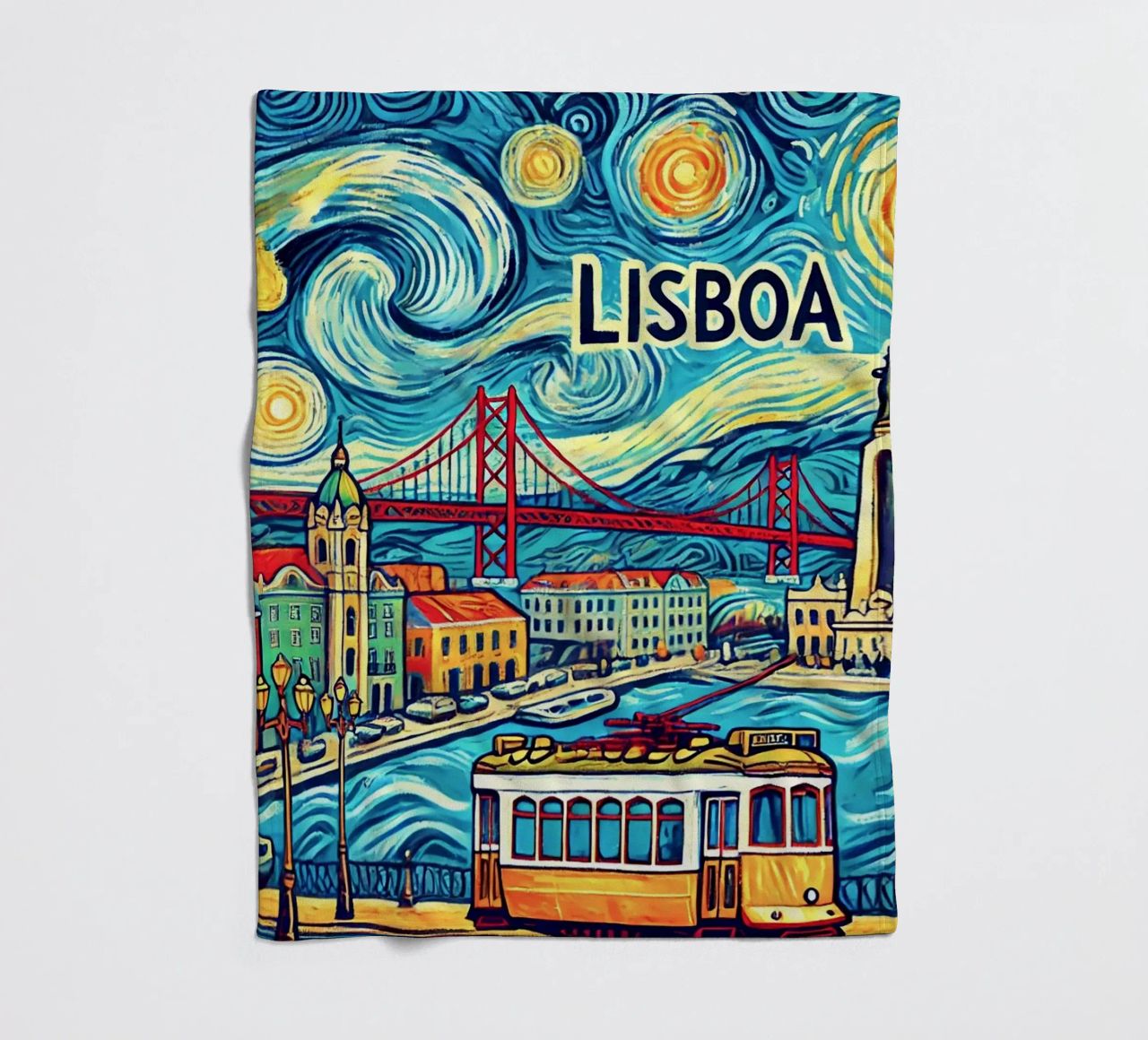 LISBOA Van Gogh Style, coperta in pile da Vintage Van Gogh