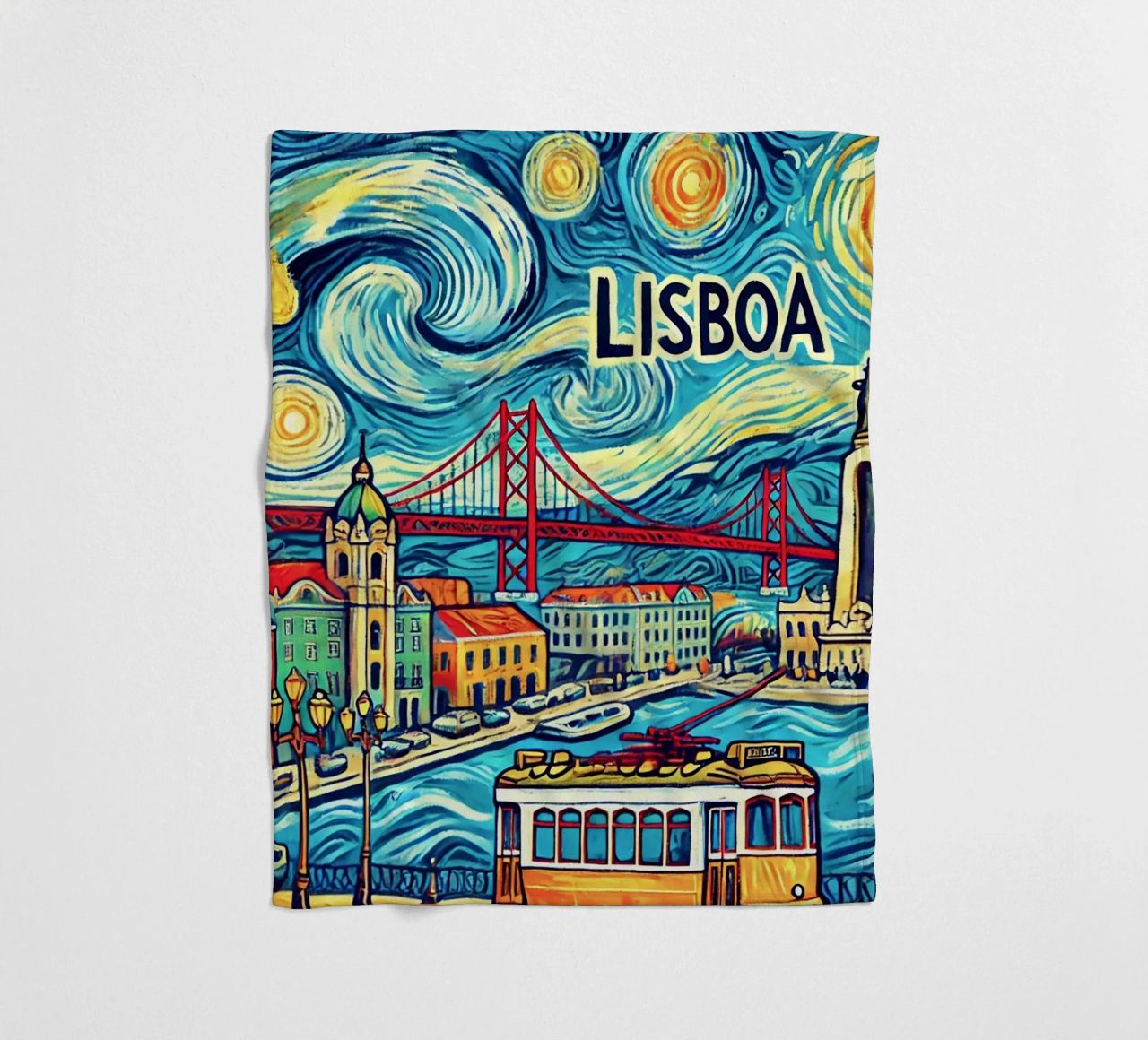 LISBOA Van Gogh Style, coperta in pile da Vintage Van Gogh