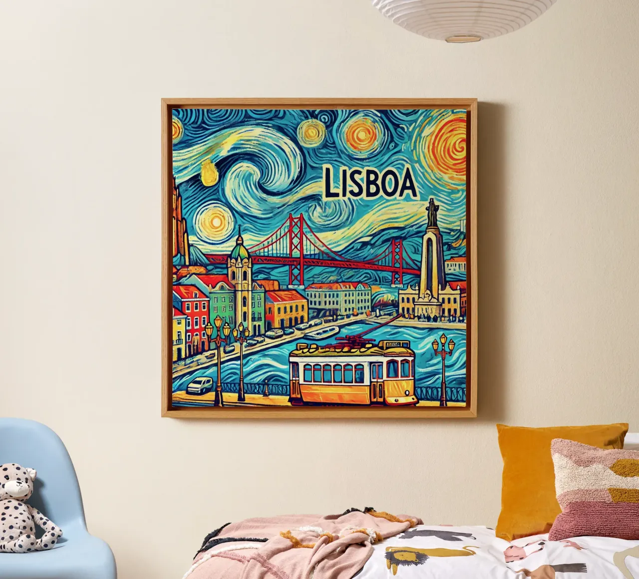 LISBOA Van Gogh Style, canvas met Baklijst van Vintage Van Gogh