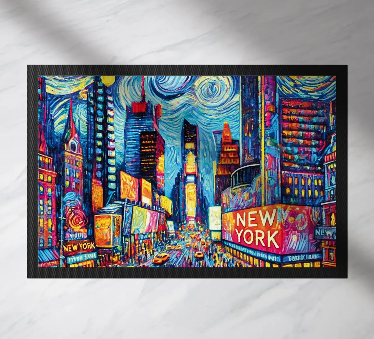 NEW YORK Van Gogh Style Fußmatte von Vintage Van Gogh