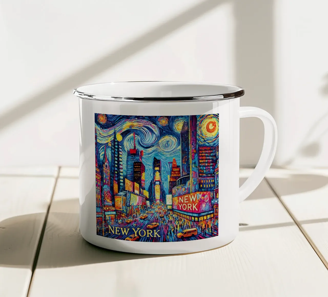 NEW YORK Van Gogh Style tazza in smalto da Vintage Van Gogh