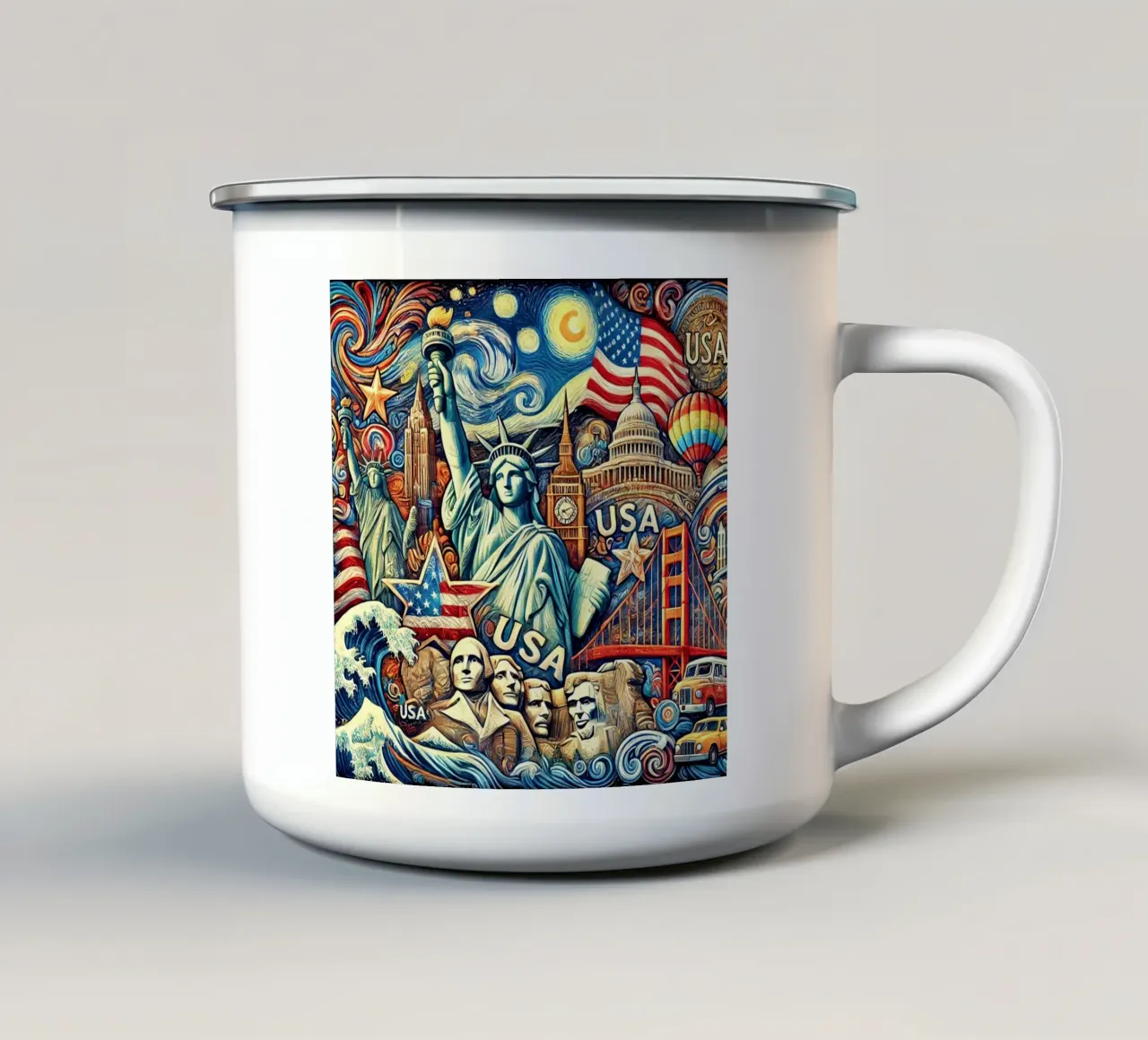 U.S.A. USA Van Gogh Style tazza in smalto da Vintage Van Gogh