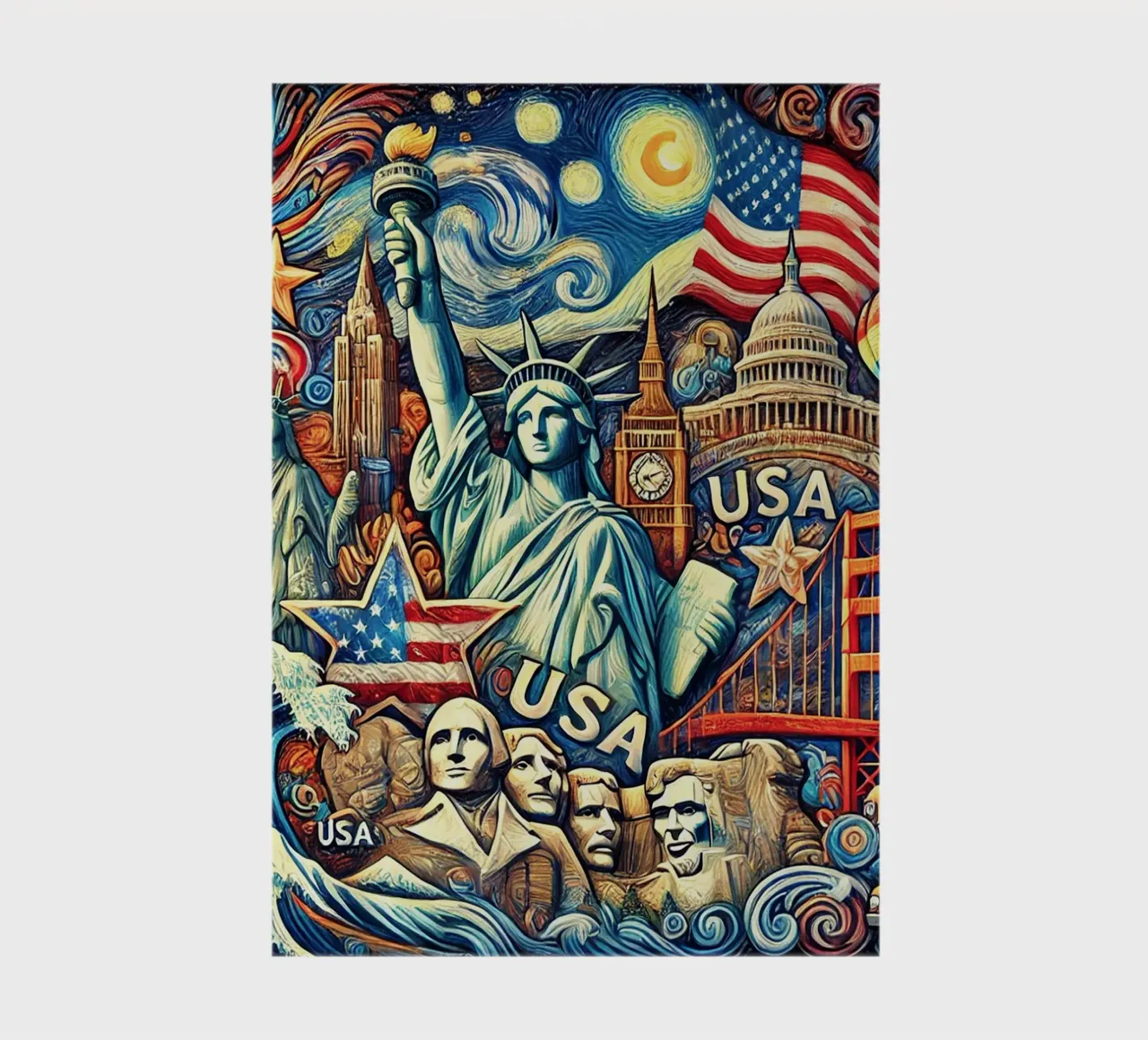 U.S.A. USA Van Gogh Style notebook by Vintage Van Gogh