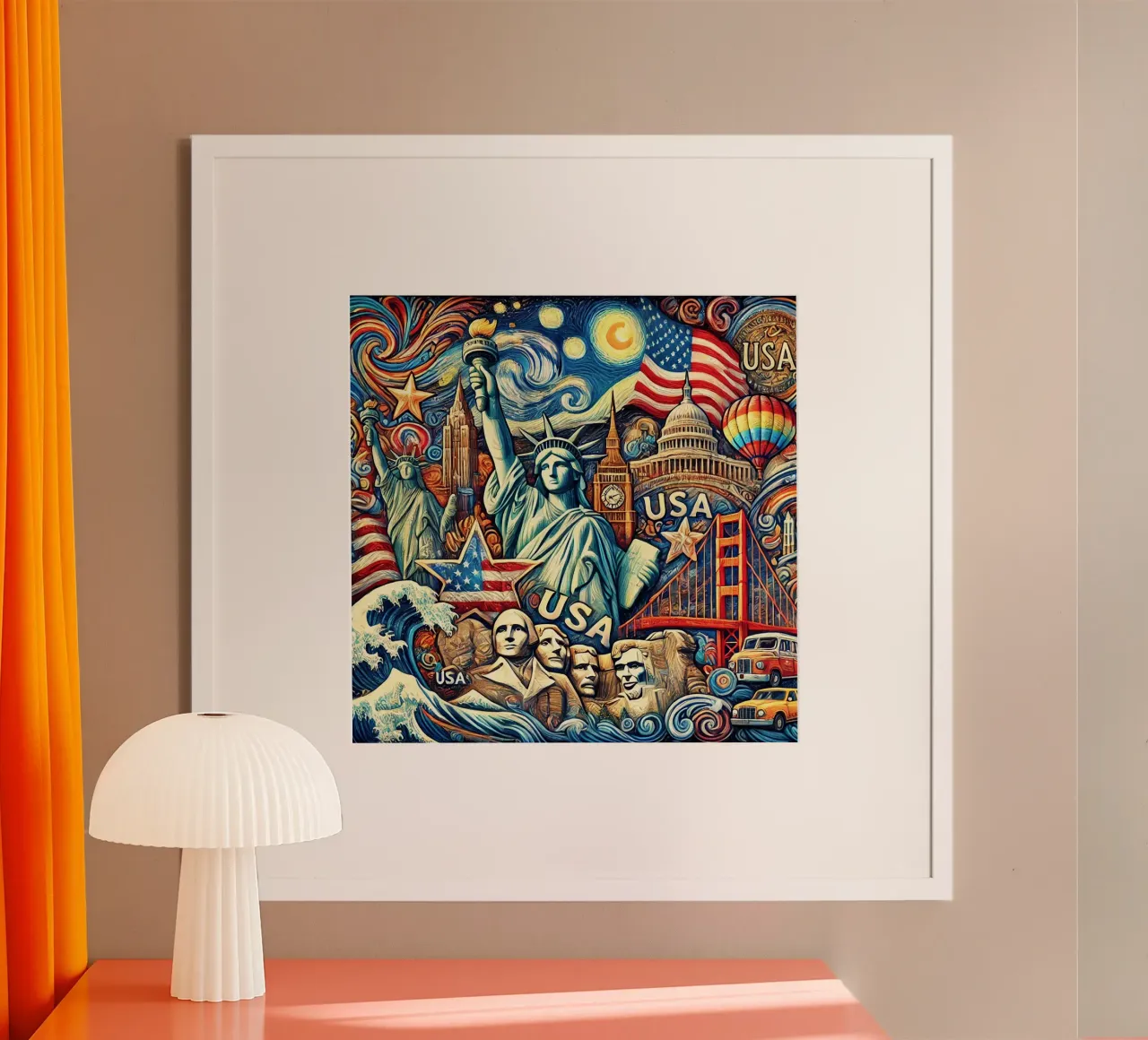 U.S.A. USA Van Gogh Style poster con telaio in plastica da Vintage Van Gogh