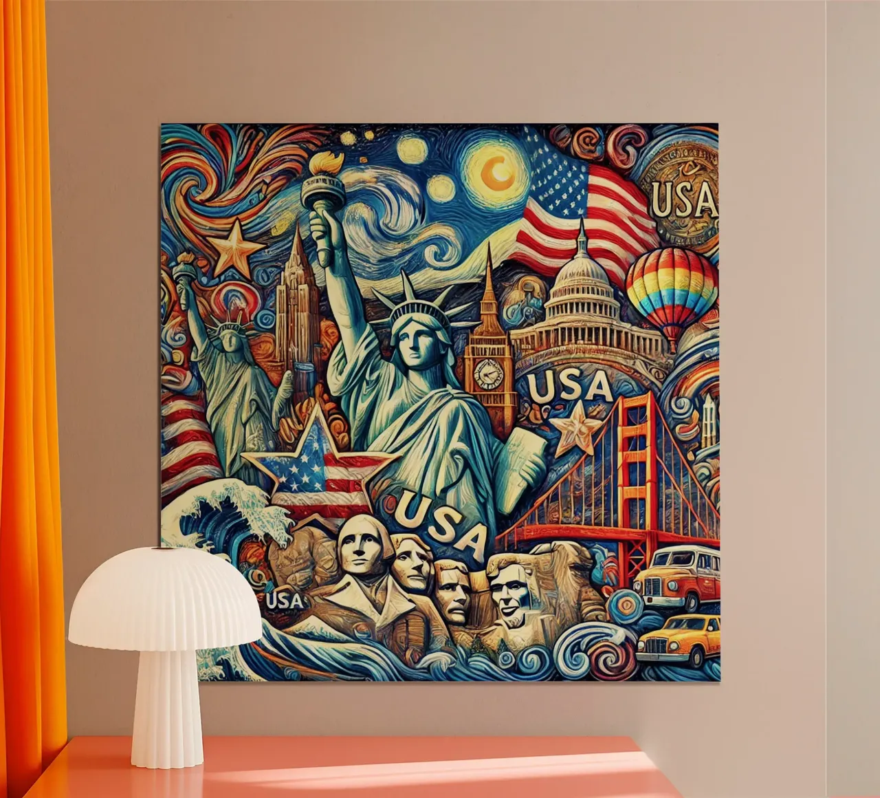 U.S.A. USA Van Gogh Style poster con telaio in plastica da Vintage Van Gogh