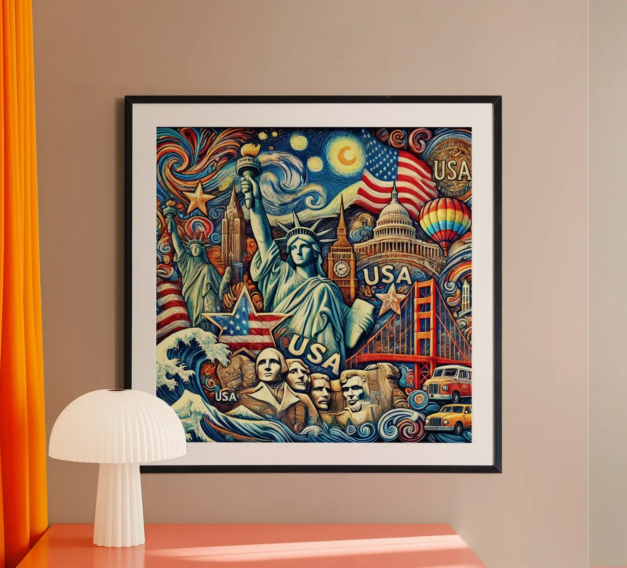 U.S.A. USA Van Gogh Style poster con telaio in plastica da Vintage Van Gogh