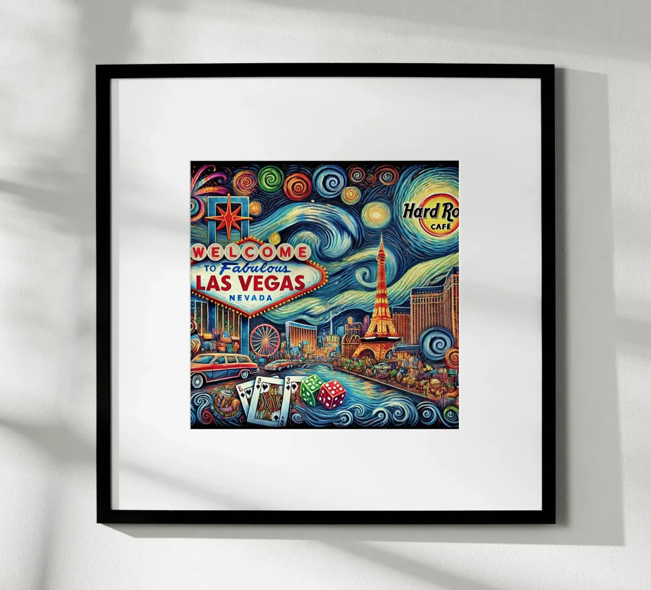 LAS VEGAS Van Gogh Style poster con telaio in alluminio da Vintage Van Gogh