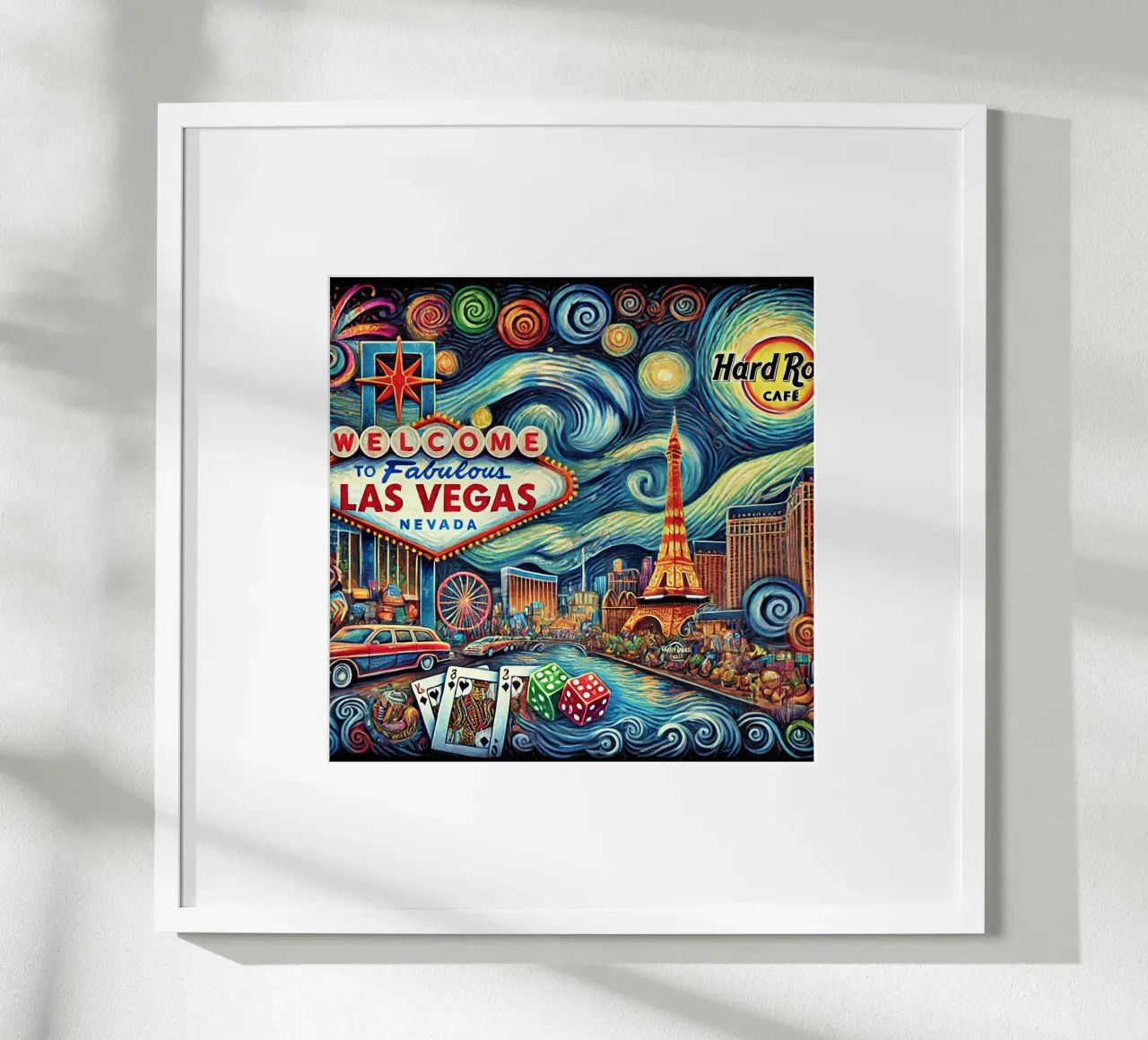 LAS VEGAS Van Gogh Style poster con telaio in alluminio da Vintage Van Gogh