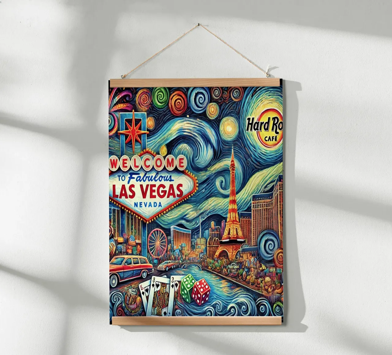 LAS VEGAS Van Gogh Style poster con telaio in alluminio da Vintage Van Gogh