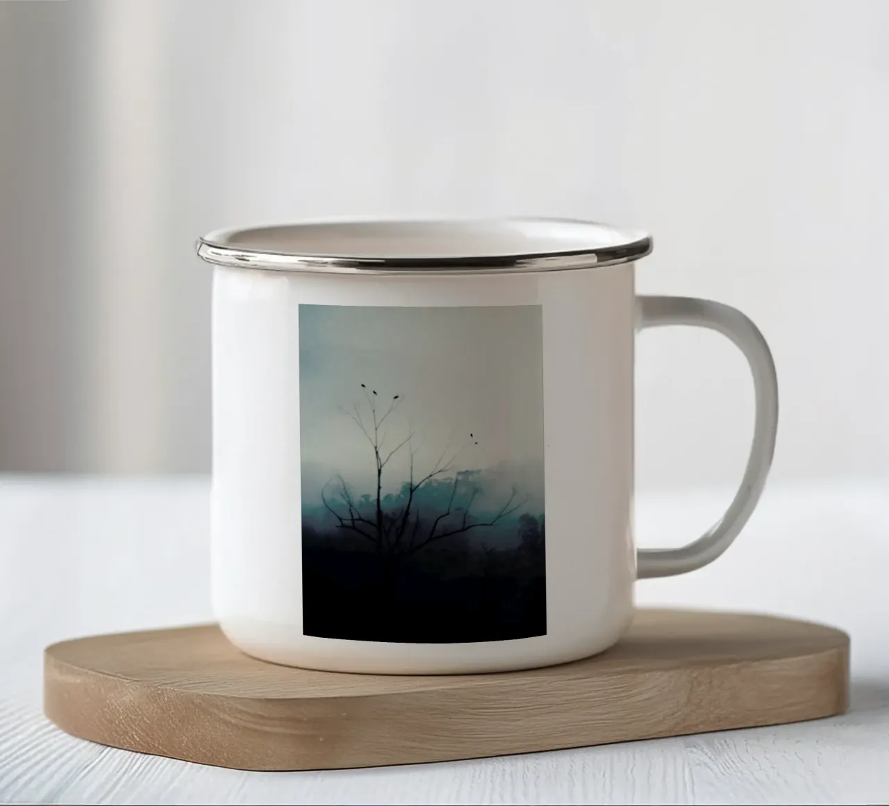Morning Bird Song tazza in smalto da Ingrid Beddoes