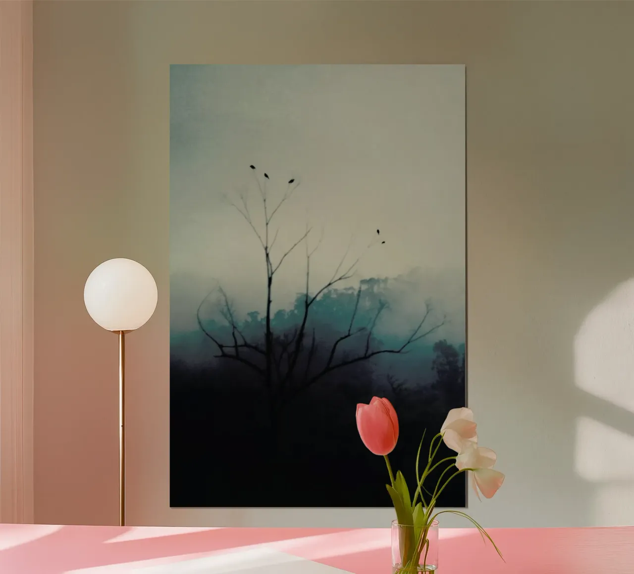 Morning Bird Song poster con telaio in legno da Ingrid Beddoes