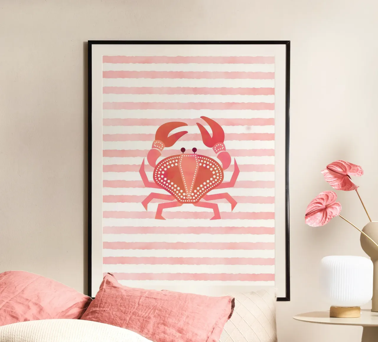 Watercolor Crab Stripes hahnemühle by cafelab