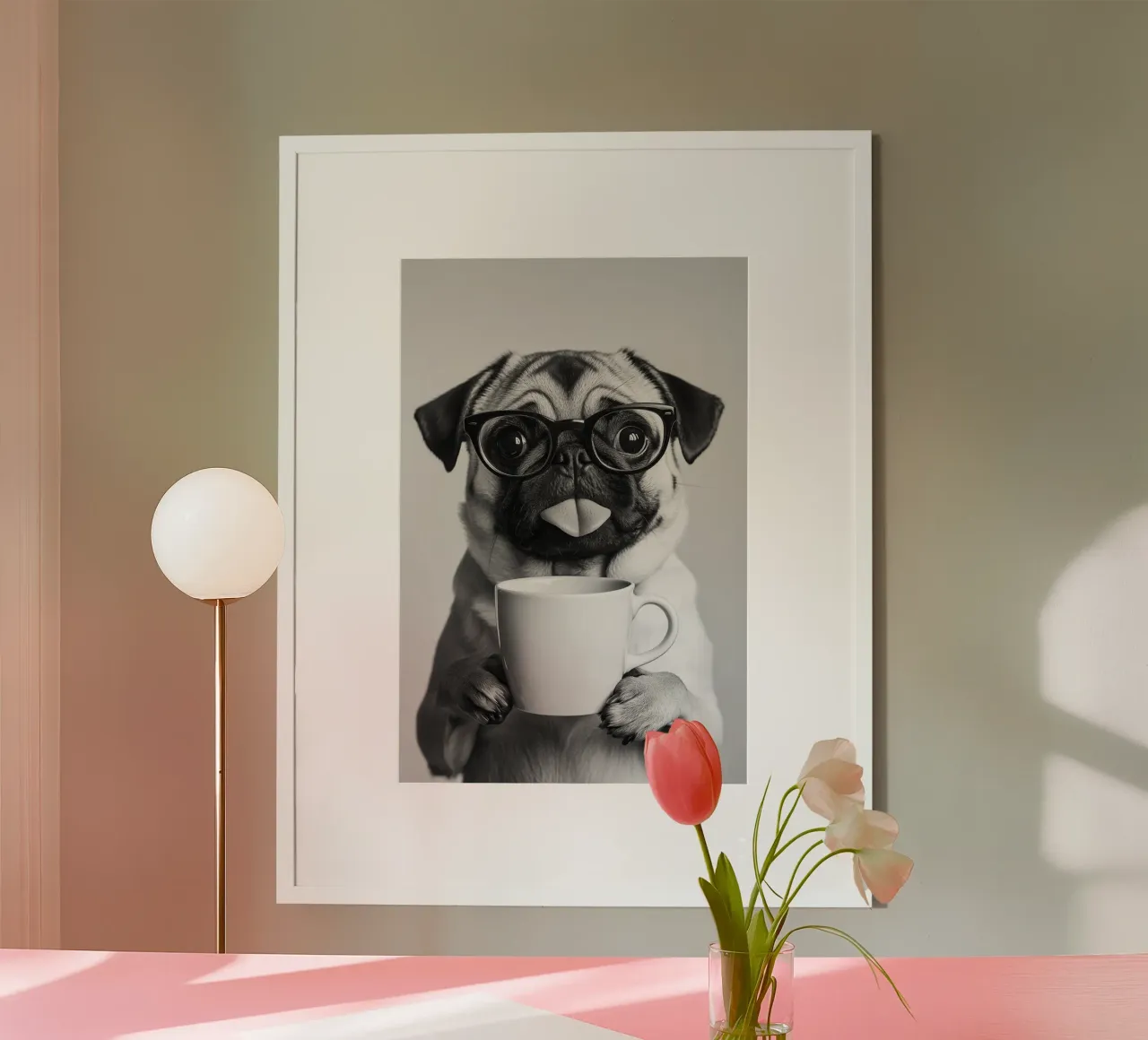 Il caffè del mattino poster con telaio in legno da christal shop