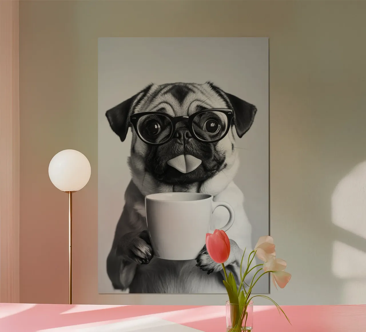 Il caffè del mattino poster con telaio in legno da christal shop