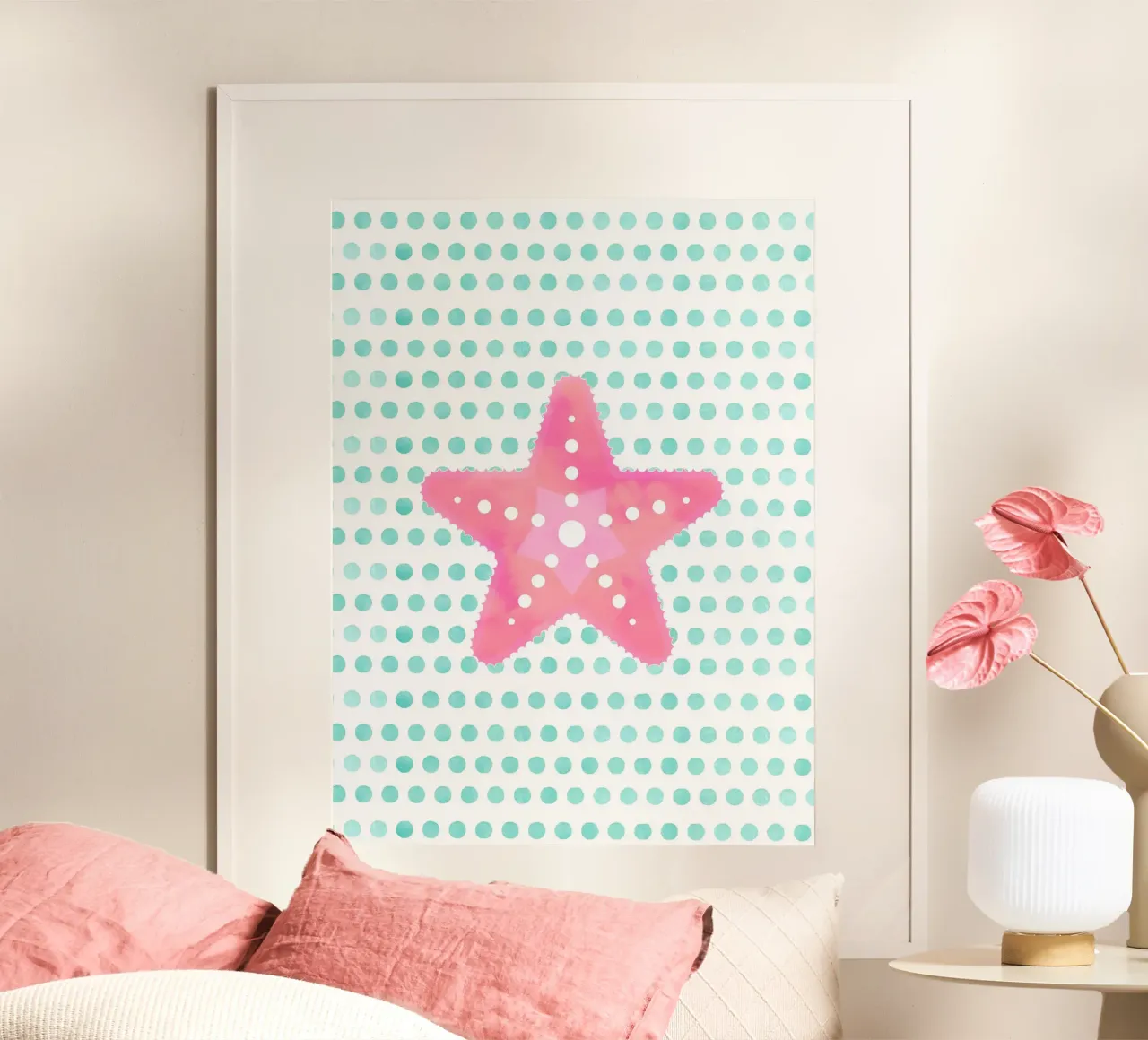 Sogni di stelle marine rosa poster con telaio in alluminio da cafelab