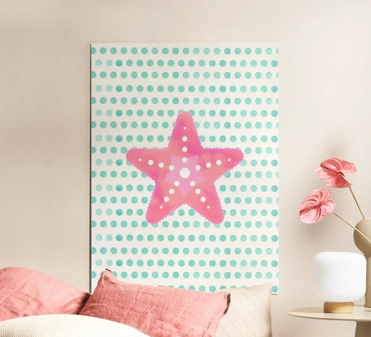 Sogni di stelle marine rosa poster con telaio in alluminio da cafelab
