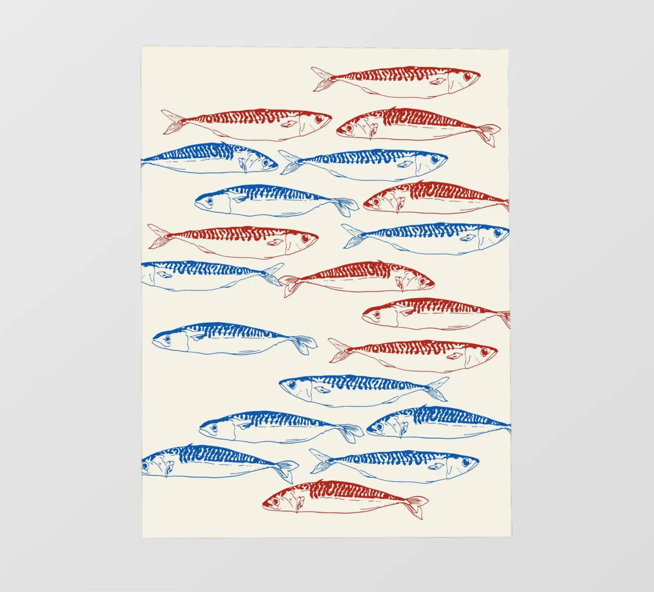 Modello di sardine blu e rosse pellicola backlit da EDMPROJECT