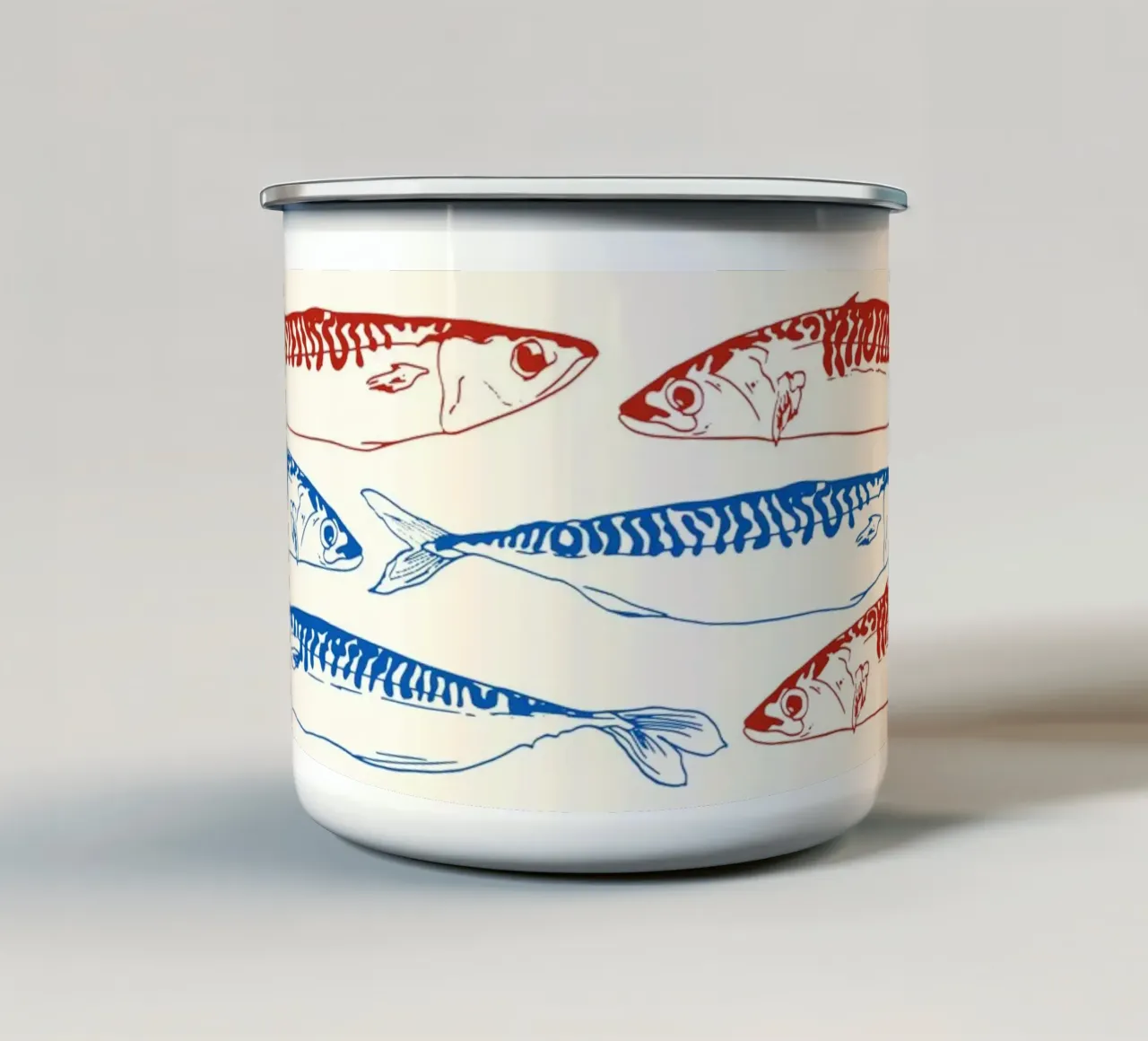 Modello di sardine blu e rosse tazza in smalto da EDMPROJECT