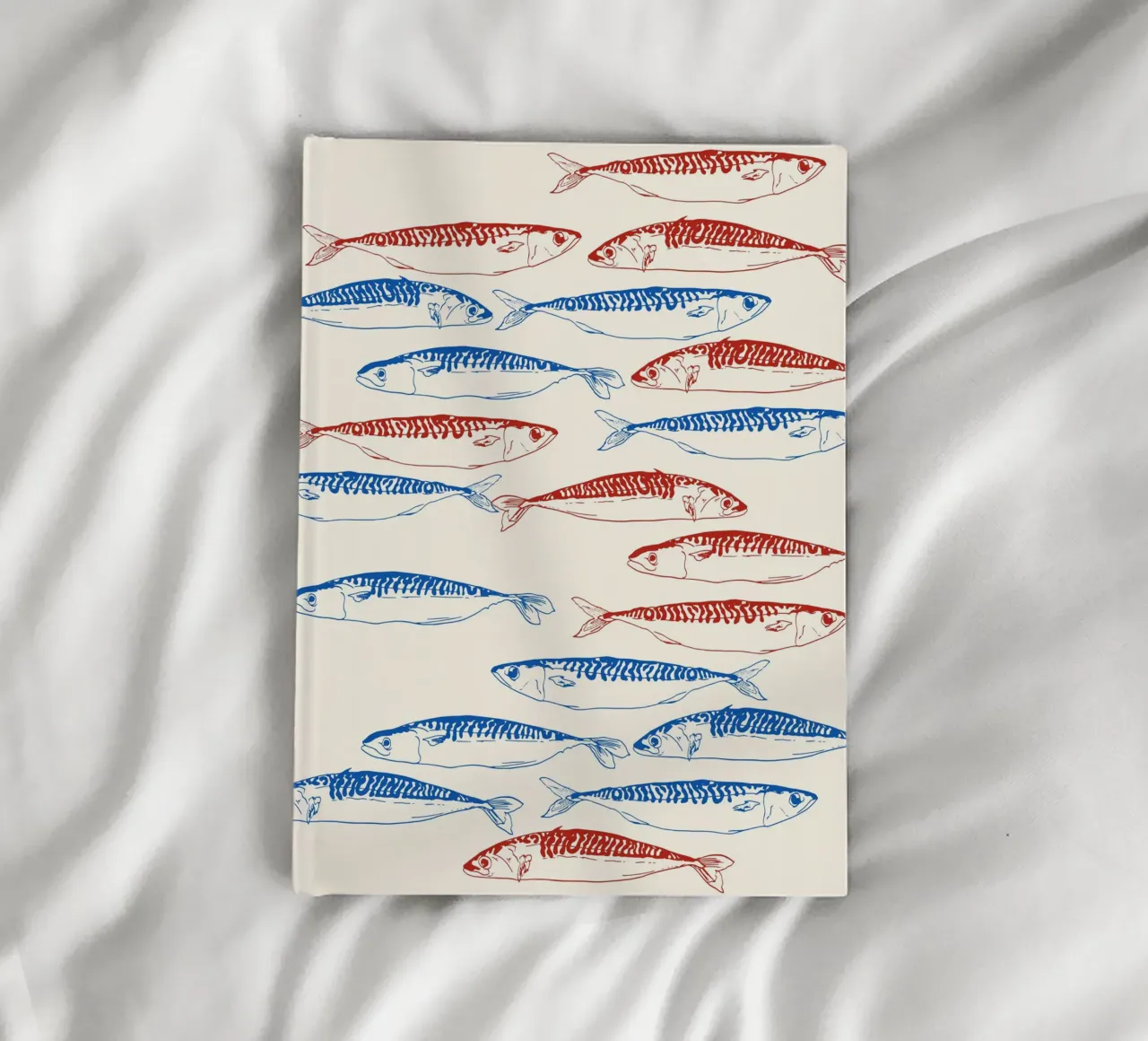 Sardinen-Muster Blau und Rot Notizbuch von EDMPROJECT