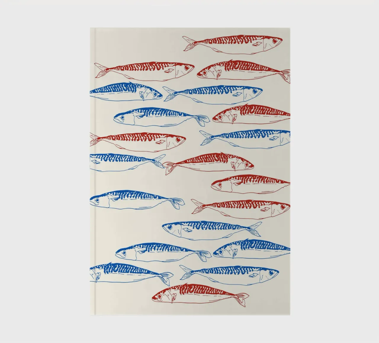Sardinen-Muster Blau und Rot Notizbuch von EDMPROJECT