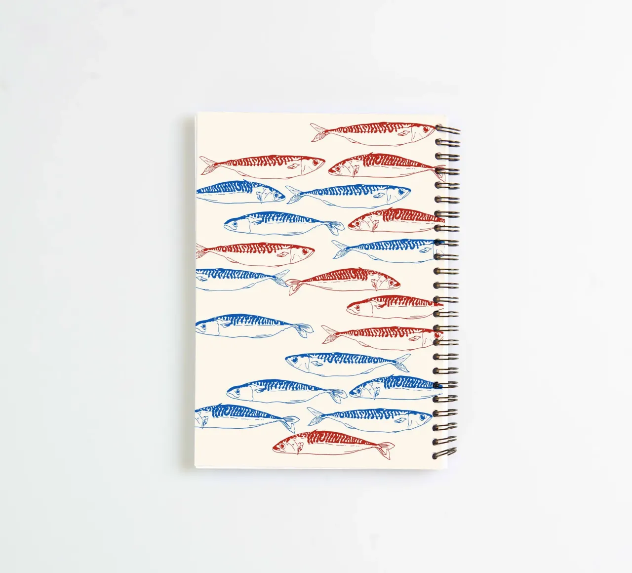 Sardines Pattern Blue and Red spiral notebook by EDMPROJECT