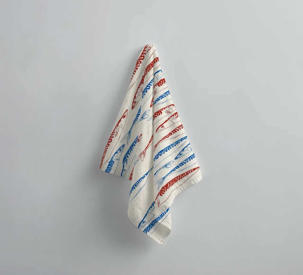 Sardines Pattern Blue and Red towel by EDMPROJECT