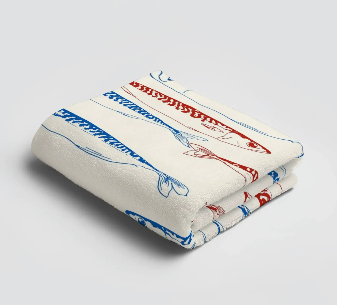 Sardines Pattern Blue and Red towel by EDMPROJECT
