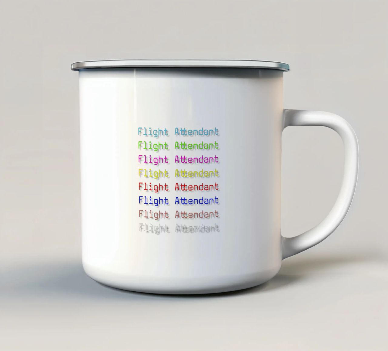 Flight Attendant Text Design Trending Now enamel mug by Urban Life
