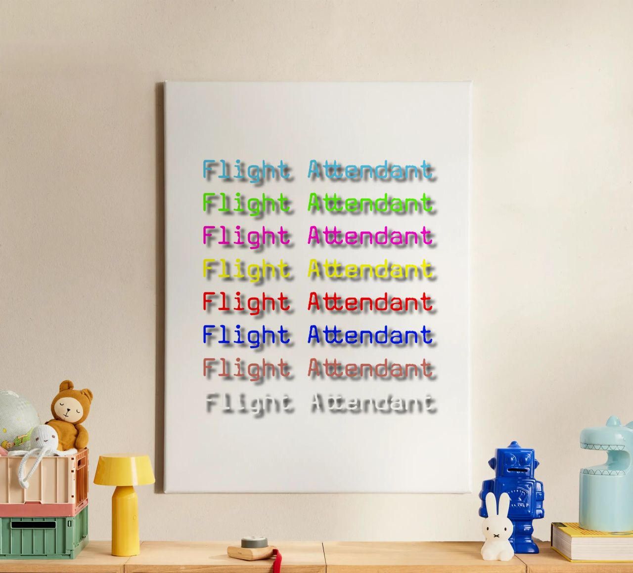 Flight Attendant Text Design Trending Now canvas by Urban Life