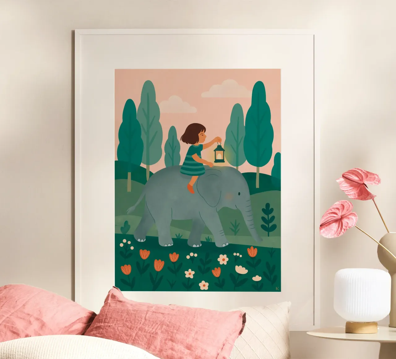 La bambina e l'elefante poster da kokoprint