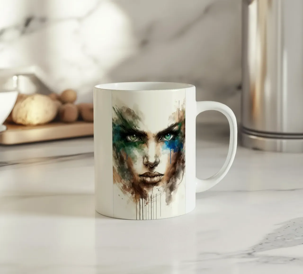 Enchanting Gaze ceramic mug by Chromatic Fusion Studio