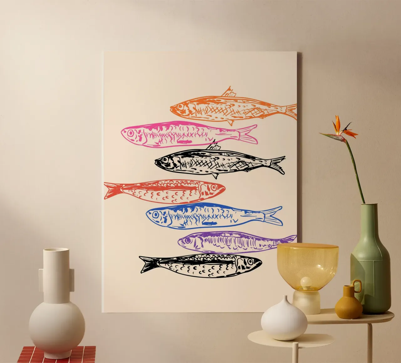 Retro Sardines tela con Cornice a cassetta da EDMPROJECT