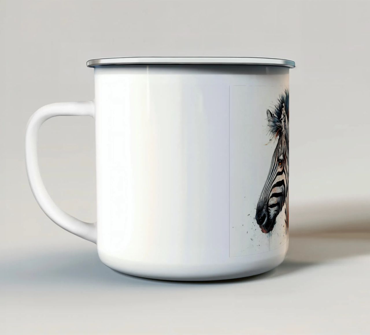 Zebra eterea in un sogno acquerellato tazza in smalto da Chromatic Fusion Studio