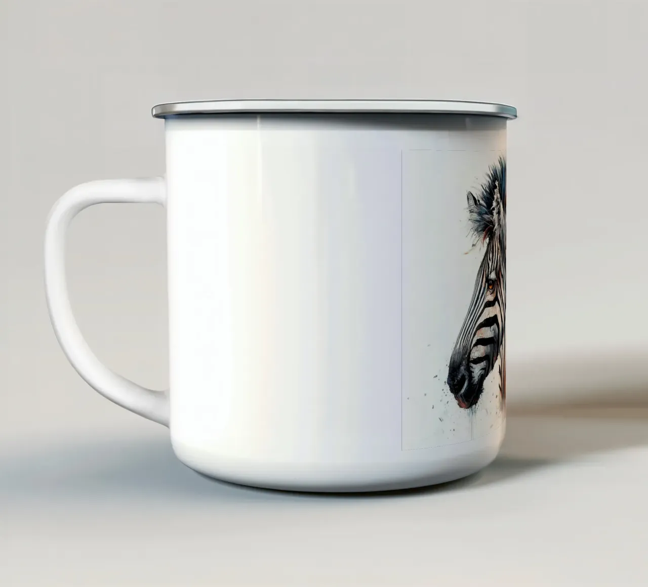 Zebra eterea in un sogno acquerellato tazza in smalto da Chromatic Fusion Studio