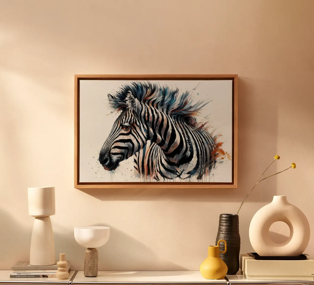 Zebra eterea in un sogno acquerellato tela con Cornice a cassetta da Chromatic Fusion Studio