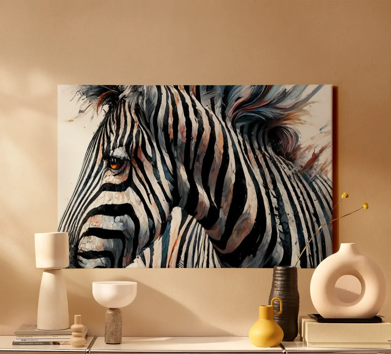 Zebra eterea in un sogno acquerellato tela con Cornice a cassetta da Chromatic Fusion Studio