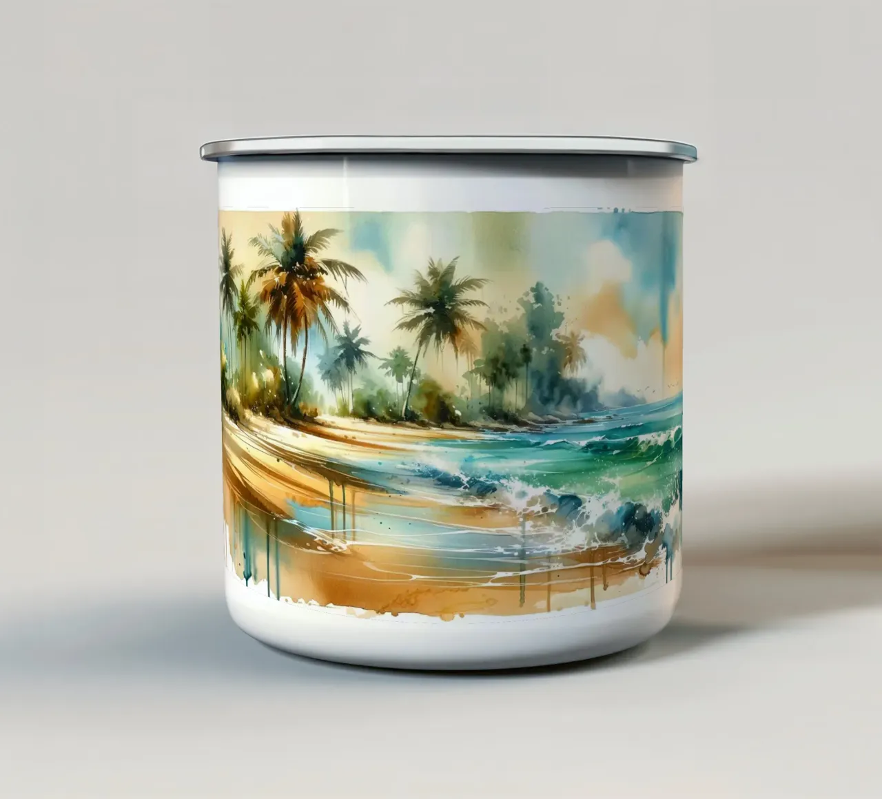 Exotic Tropical Sunny Beach enamel mug by Chromatic Fusion Studio