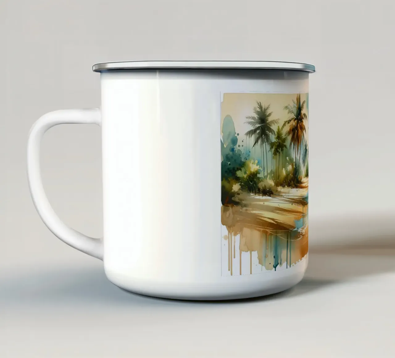Exotic Tropical Sunny Beach enamel mug by Chromatic Fusion Studio