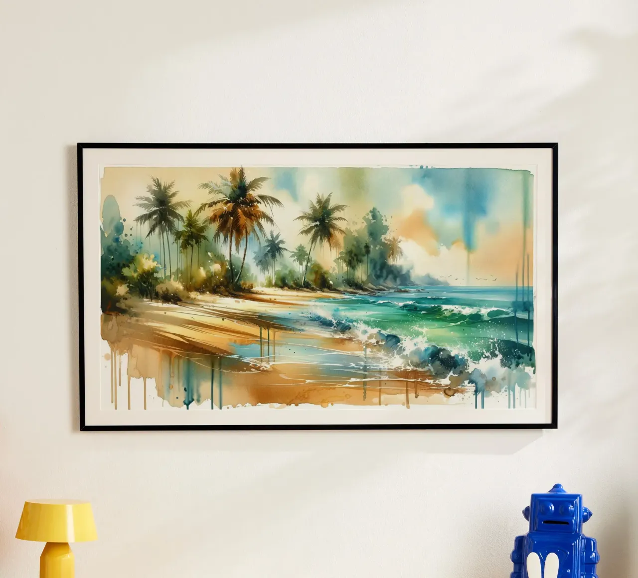 Spiaggia esotica tropicale di Sunny Beach poster con telaio in plastica da Chromatic Fusion Studio
