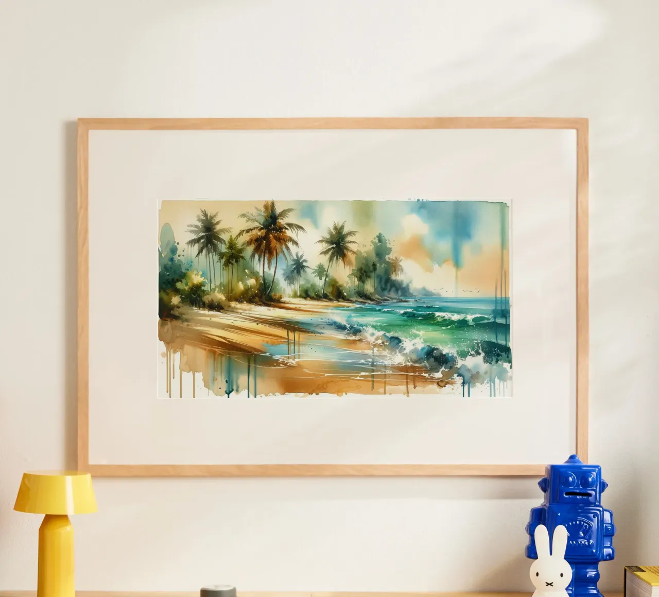 Spiaggia esotica tropicale di Sunny Beach poster con telaio in plastica da Chromatic Fusion Studio