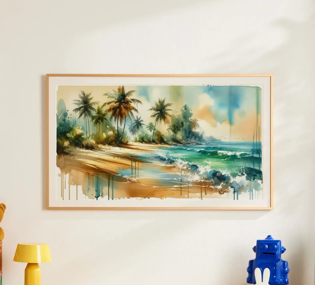Spiaggia esotica tropicale di Sunny Beach poster con telaio in plastica da Chromatic Fusion Studio
