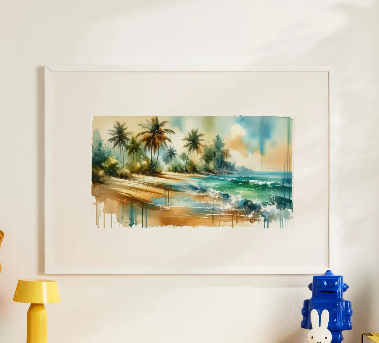 Spiaggia esotica tropicale di Sunny Beach poster con telaio in plastica da Chromatic Fusion Studio