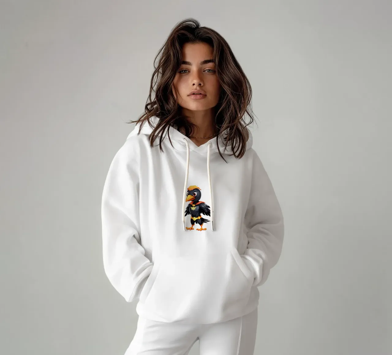 Corvo, piccolo corvo come supereroe felpa con cappuccio da Tierisch bunt by LK