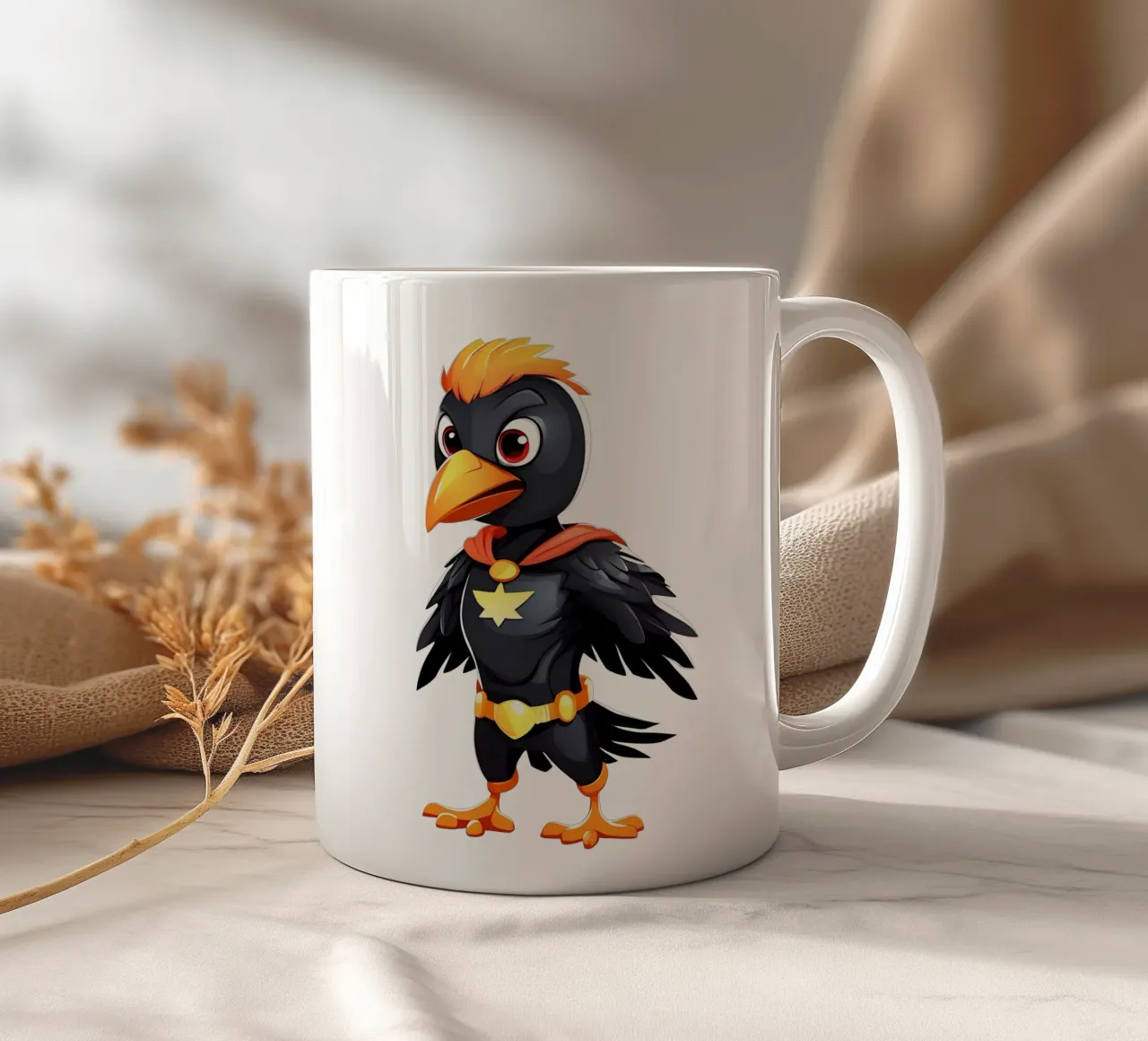 Corvo, piccolo corvo come supereroe tazza in ceramica da Tierisch bunt by LK