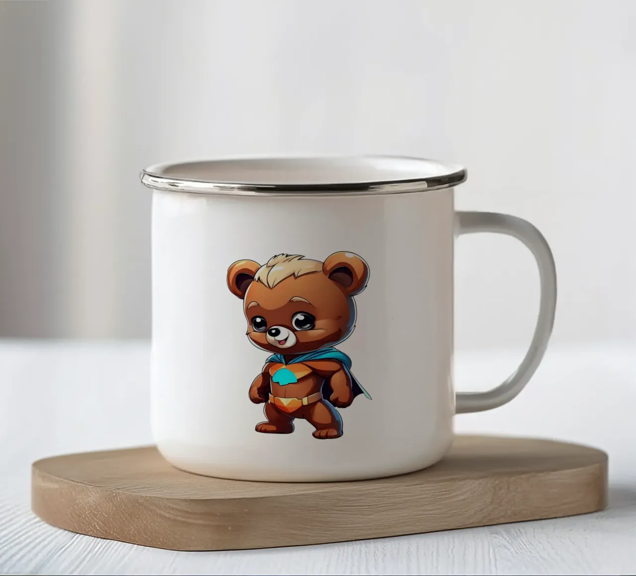 Orso, orsetto come supereroe tazza in smalto da Tierisch bunt by LK
