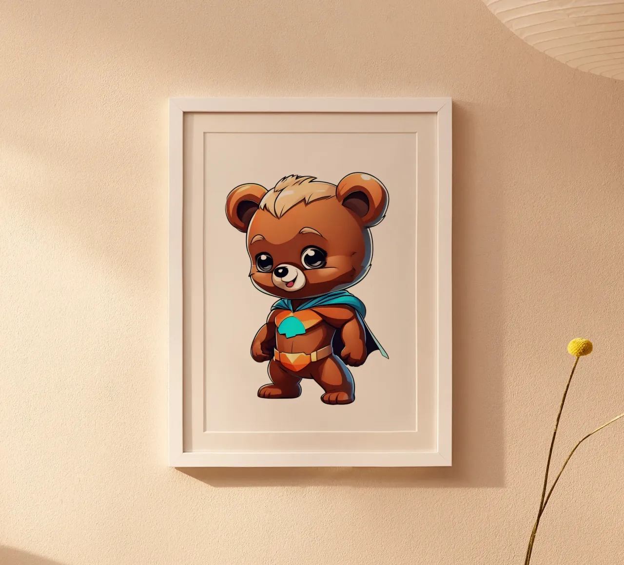 Orso, orsetto come supereroe poster con telaio in alluminio da Tierisch bunt by LK