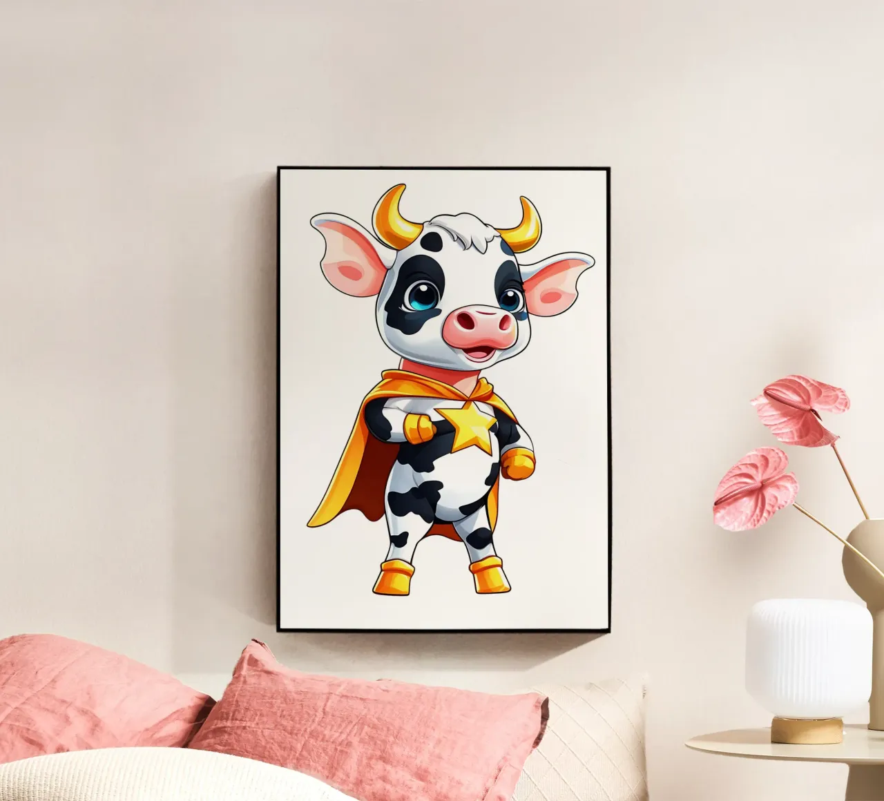 Mucca, piccola mucca come supereroe plexiglass da Tierisch bunt by LK
