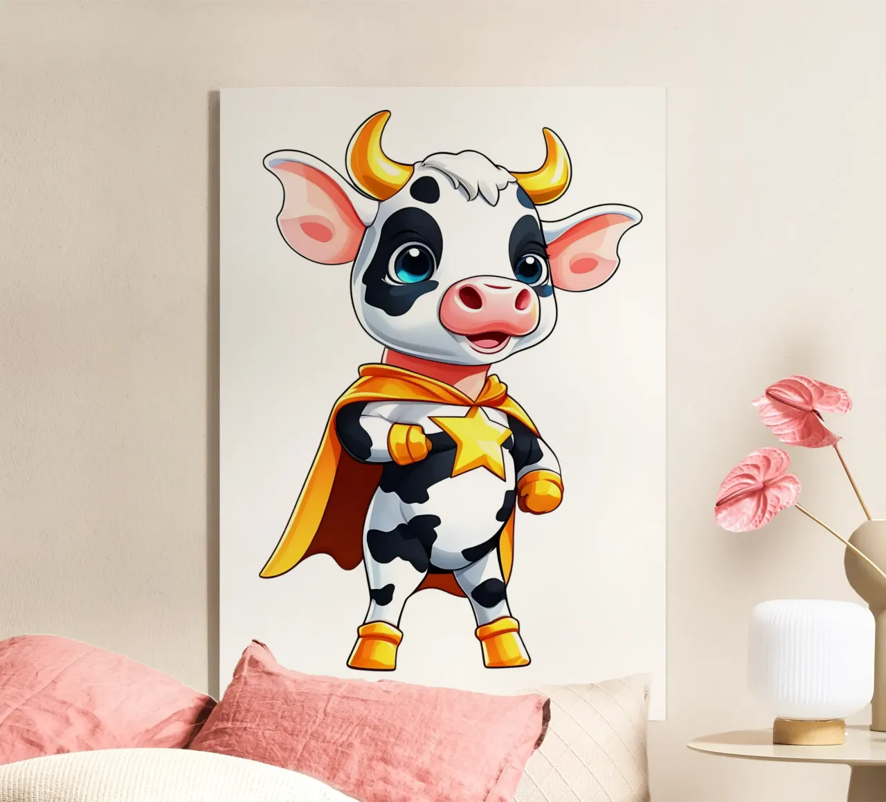 Mucca, piccola mucca come supereroe plexiglass da Tierisch bunt by LK