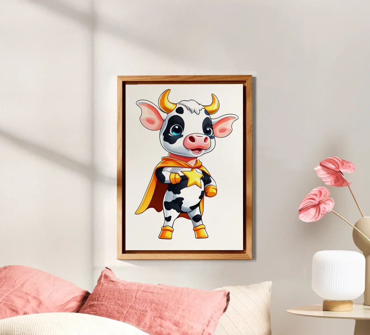 Mucca, piccola mucca come supereroe alluminio dibond da Tierisch bunt by LK
